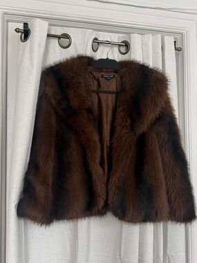 silence + noise Brown Faux Fur Teddy Jacket